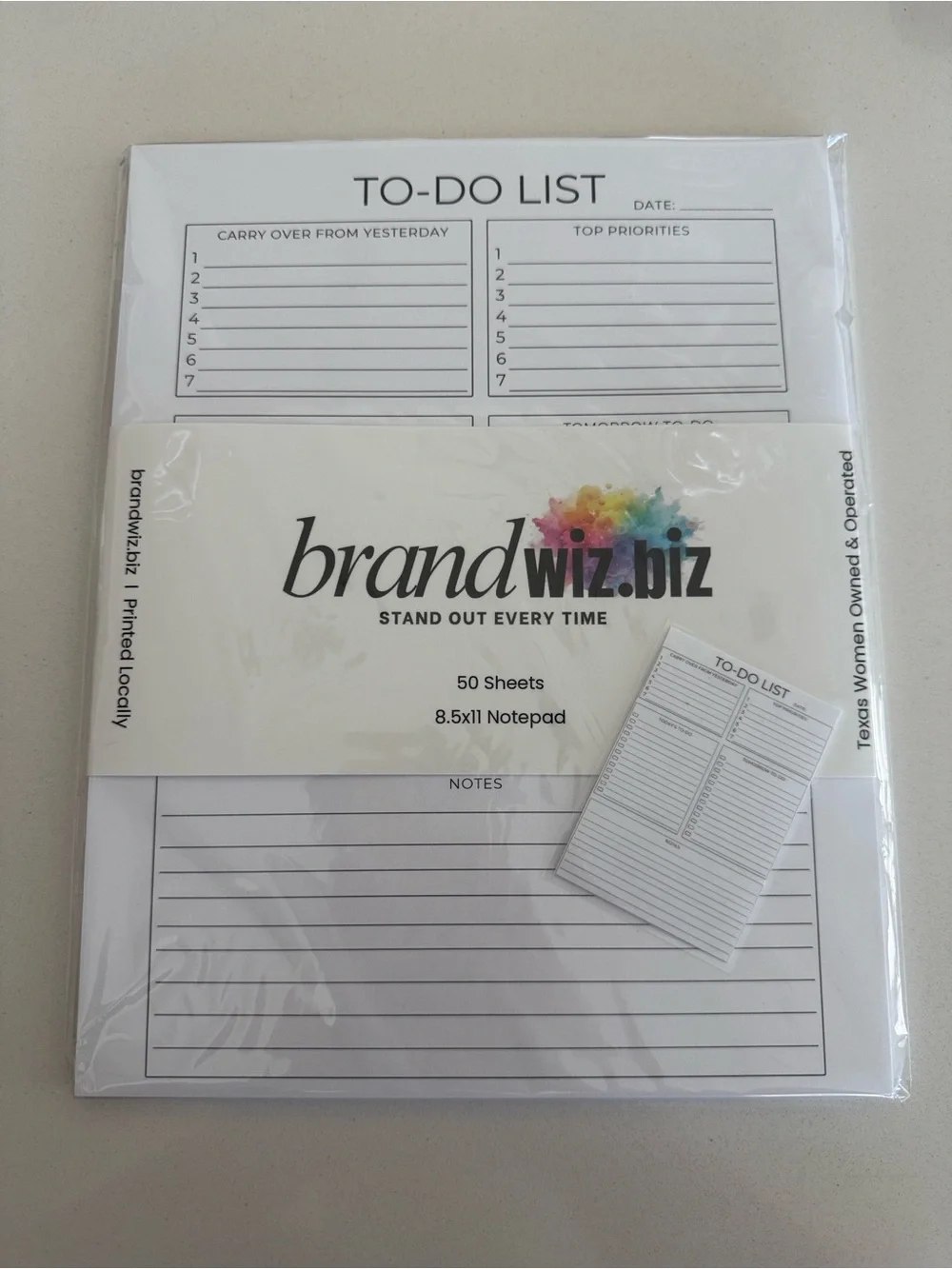 Daily To-Do List Notepad 8.5x11 | 50 Sheets | Planner Pad | Made in Texas
